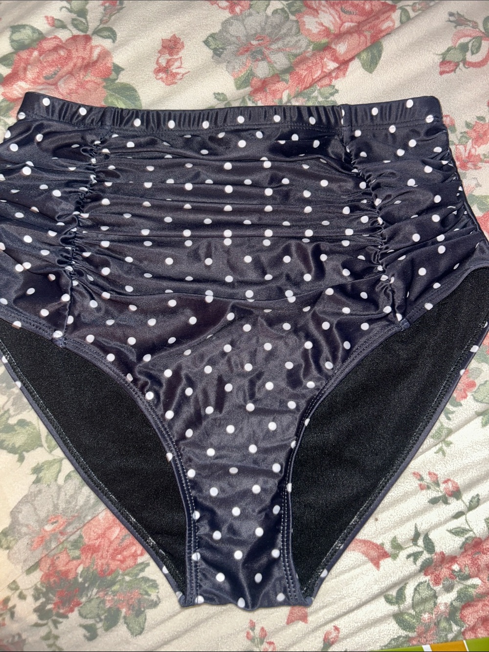 Polka Dot High-Waist Bikini Bottoms